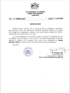 Notification regarding Mother Honor issued by Home Department
