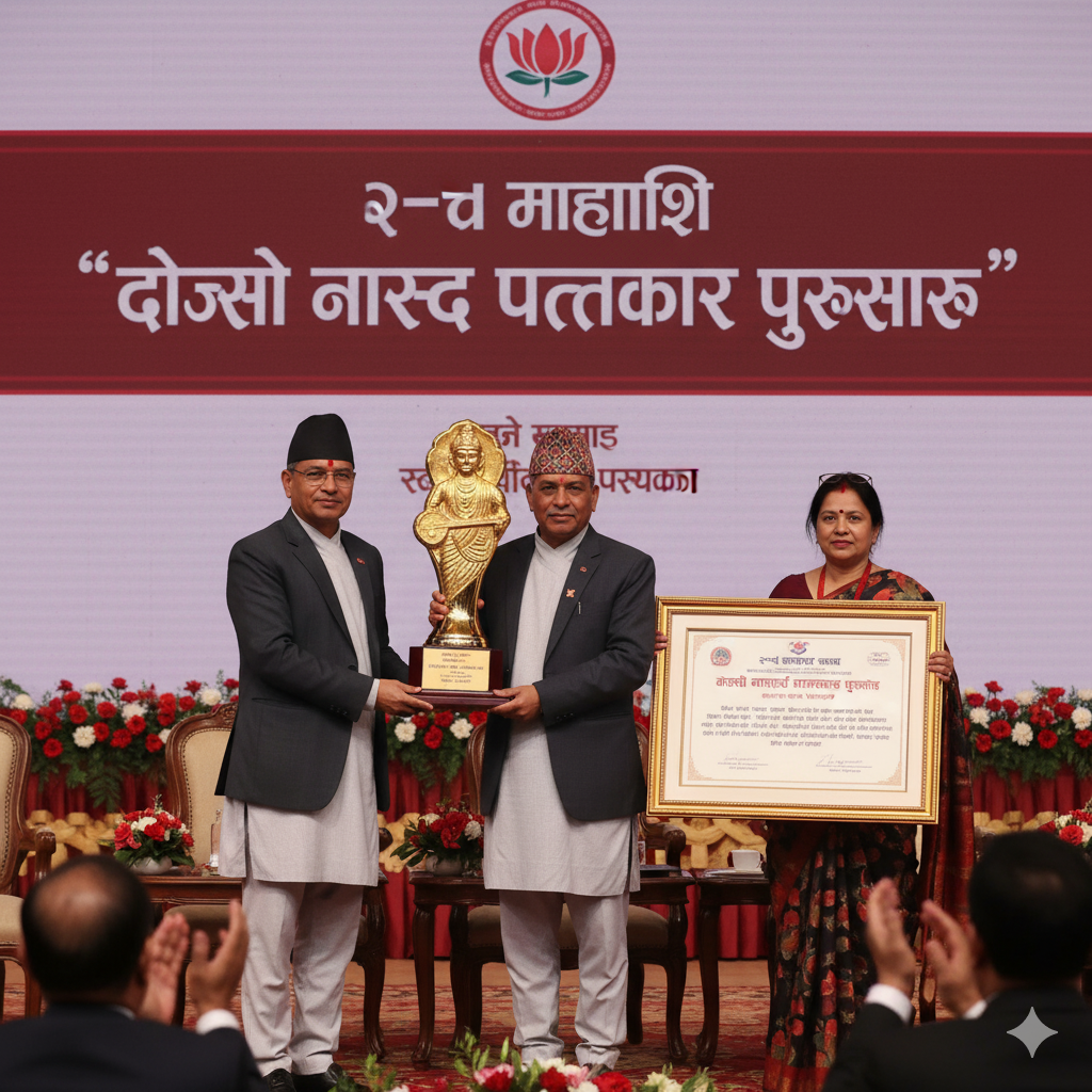 Read more about the article अरुण कुमार रसाइली दोस्रो महर्षि नारद पत्रकार पुरस्कारद्वारा सम्मानित