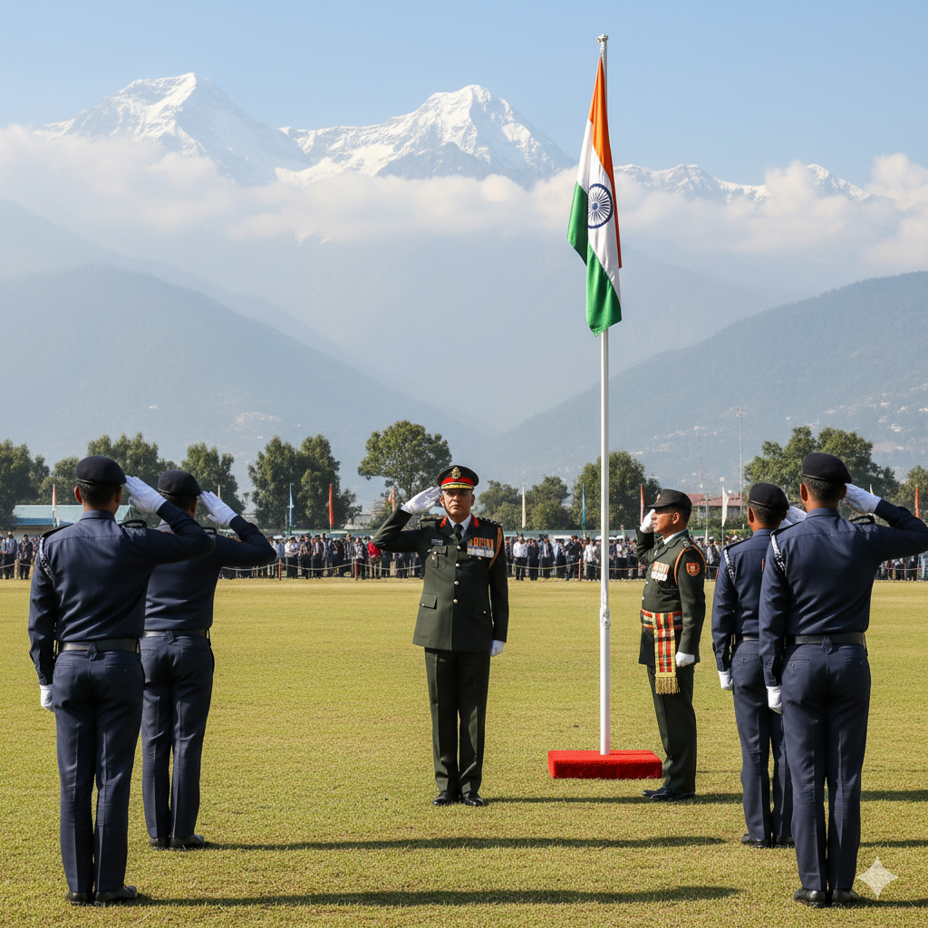 Flag hoisting and salute acceptance by GTA Chief Thapa