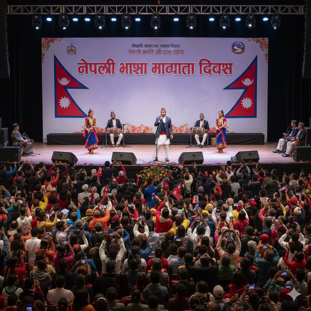 Wangge Gurung sang on Nepali Language Recognition Day