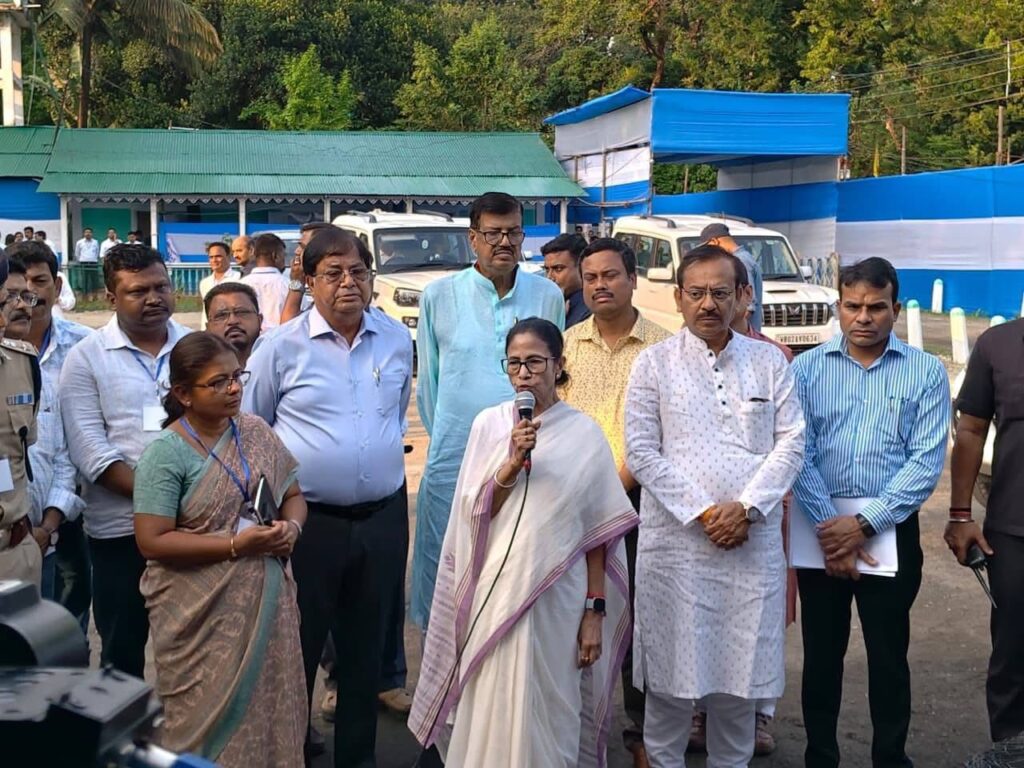 Mamata Banerjee at a review meeting