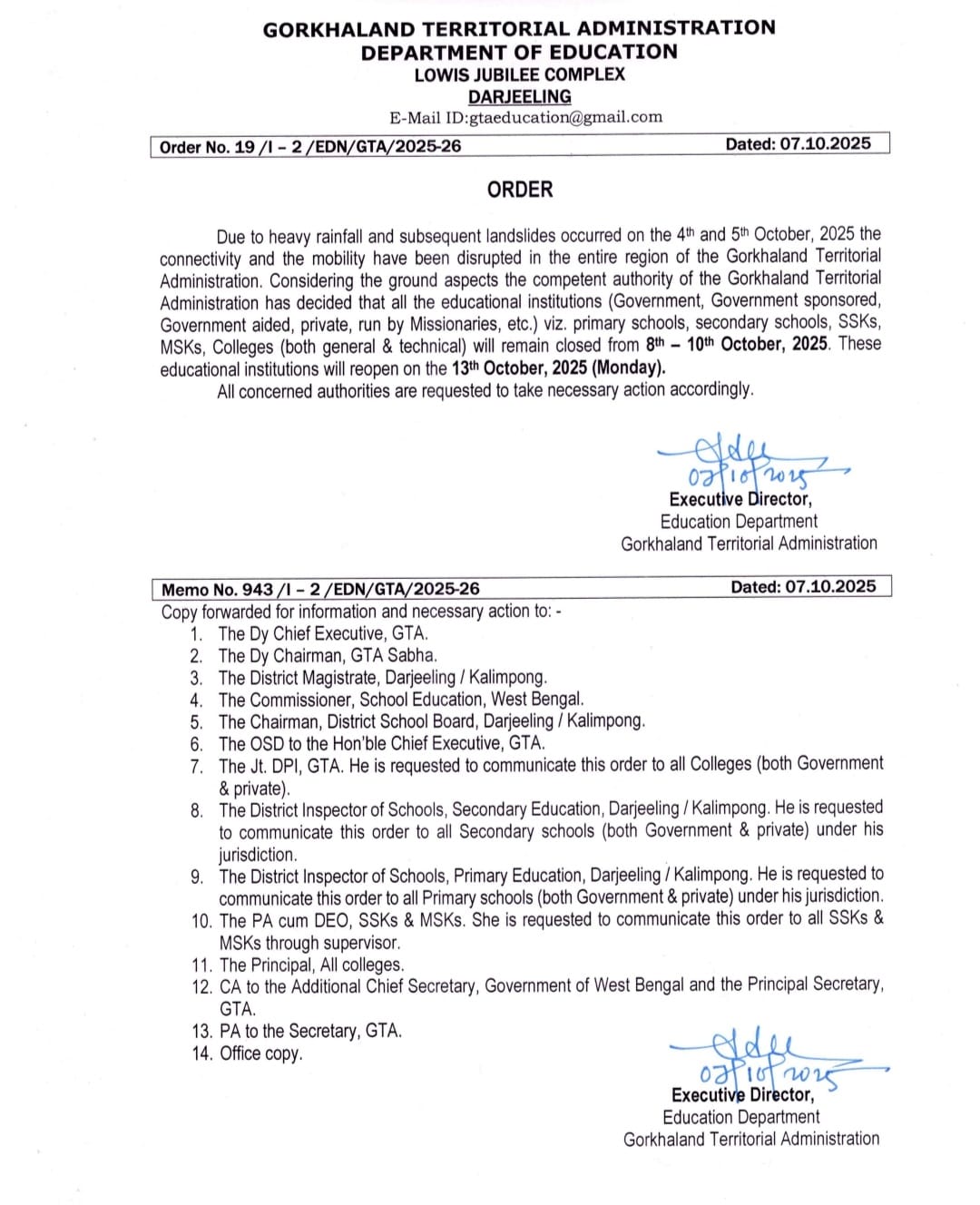 temporarily closed under GTA