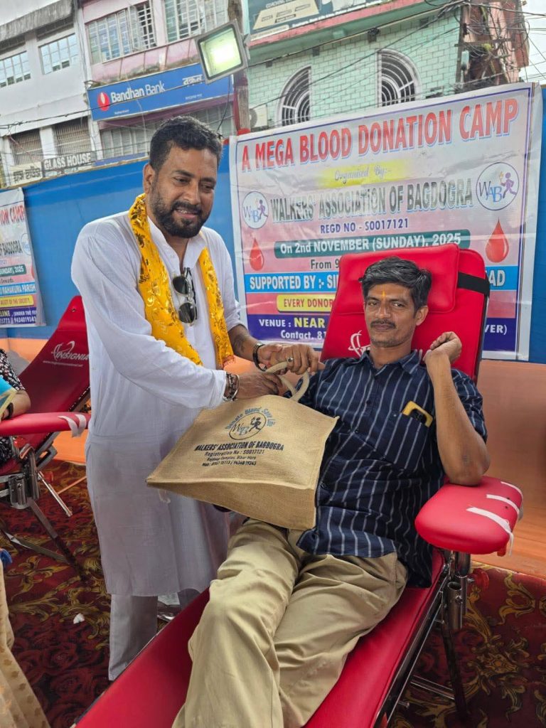 Shankar Ghosh at Bagdogra Workers Association blood donation camp
