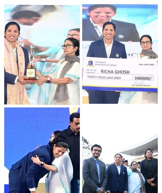 Richa given gold bat, Rs 34 lakh and DSP post by Bengal